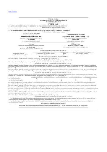 Miniature Anywhere Real Estate 10-K Rapport annuel 2022