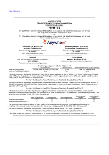 Thumbnail Anywhere Real Estate 10-Q Quarterly Report FY2023 