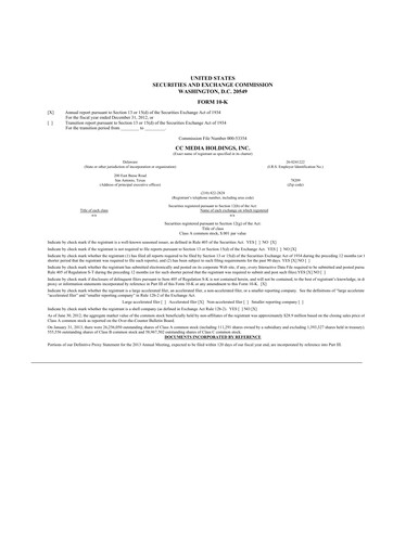 Miniature iHeartMedia
 10-K Rapport annuel 2012