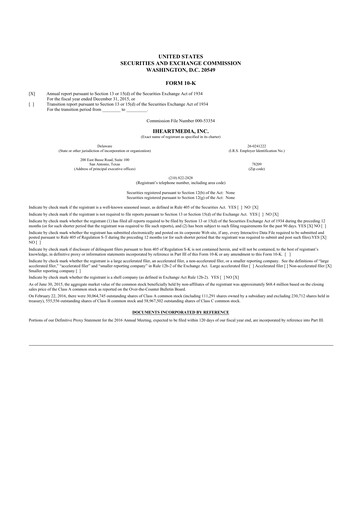 Miniature iHeartMedia
 10-K Rapport annuel 2015