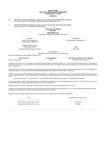 Thumbnail iHeartMedia
 10-Q Quarterly Report FY2019 