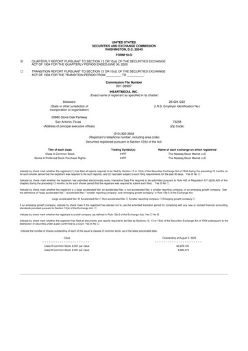 Thumbnail iHeartMedia
 10-Q Quarterly Report FY2020 