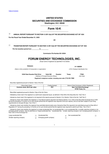 Thumbnail Forum Energy Technologies
 10-K Annual Report 2025