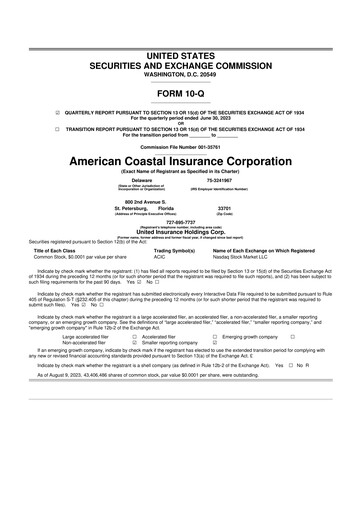Vorschaubild American Coastal Insurance Corporation 10-Q Quartalsbericht 2023 
