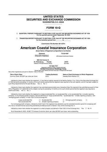 Vorschaubild American Coastal Insurance Corporation 10-Q Quartalsbericht 2023 