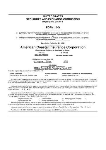 Vorschaubild American Coastal Insurance Corporation 10-Q Quartalsbericht 2024 