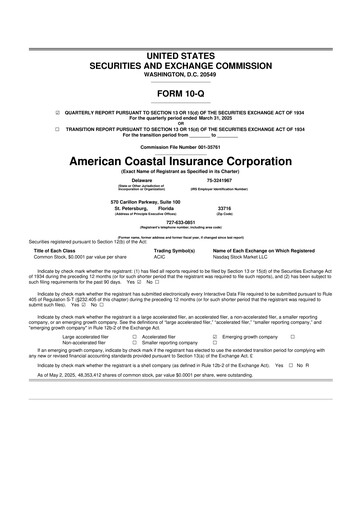 Vorschaubild American Coastal Insurance Corporation 10-Q Quartalsbericht 2025 