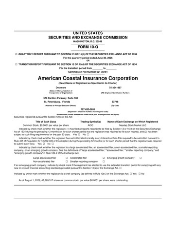 Thumbnail American Coastal Insurance Corporation 10-Q Quarterly Report FY2026 