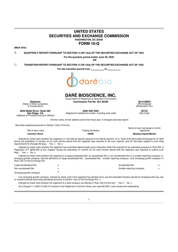 Vorschaubild Dare Bioscience
 10-Q Quartalsbericht 2020 