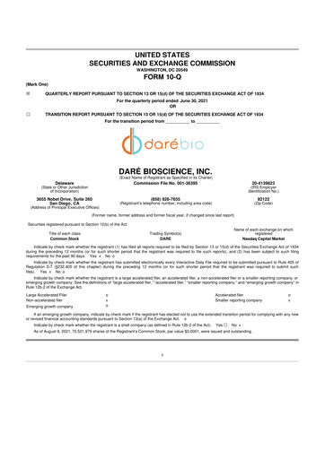 Vorschaubild Dare Bioscience
 10-Q Quartalsbericht 2021 