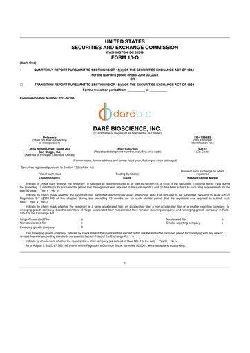 Vorschaubild Dare Bioscience
 10-Q Quartalsbericht 2023 