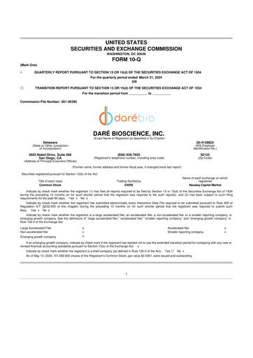 Vorschaubild Dare Bioscience
 10-Q Quartalsbericht 2024 
