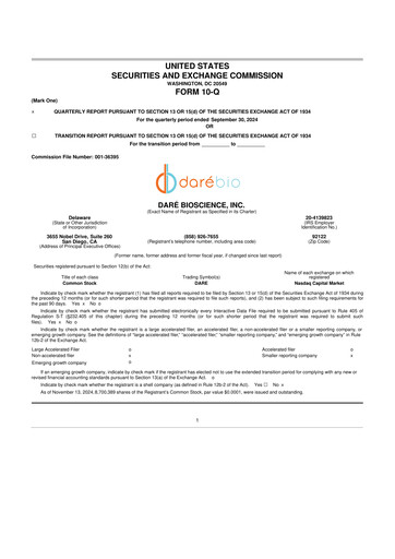 Vorschaubild Dare Bioscience
 10-Q Quartalsbericht 2024 