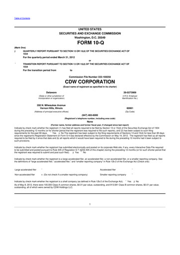 Vorschaubild CDW Corporation 10-Q Quartalsbericht 2012 