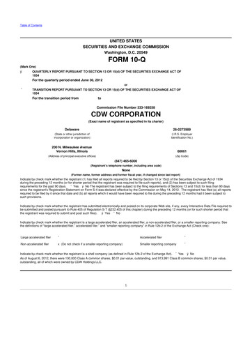 Vorschaubild CDW Corporation 10-Q Quartalsbericht 2012 