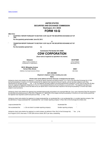 Vorschaubild CDW Corporation 10-Q Quartalsbericht 2013 