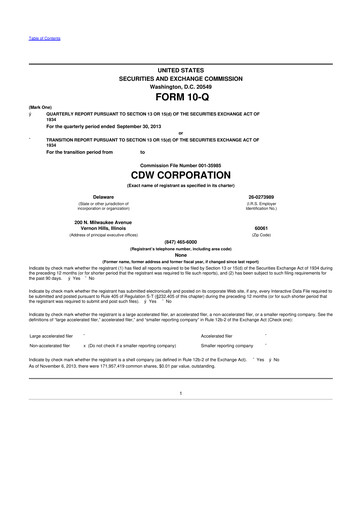 Vorschaubild CDW Corporation 10-Q Quartalsbericht 2013 