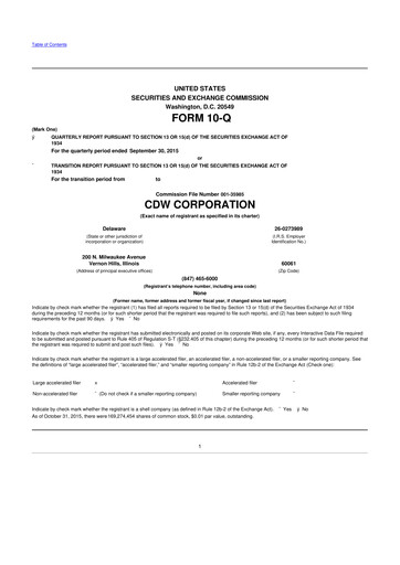 Vorschaubild CDW Corporation 10-Q Quartalsbericht 2015 