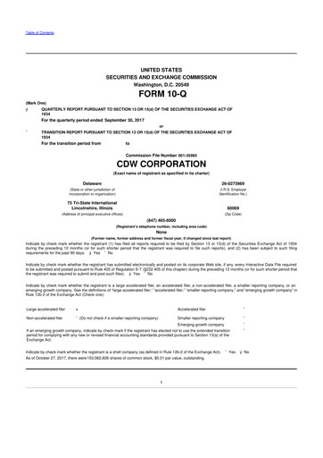 Vorschaubild CDW Corporation 10-Q Quartalsbericht 2017 