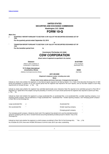 Vorschaubild CDW Corporation 10-Q Quartalsbericht 2018 