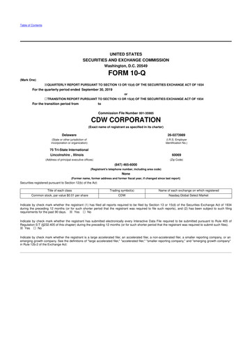 Vorschaubild CDW Corporation 10-Q Quartalsbericht 2019 