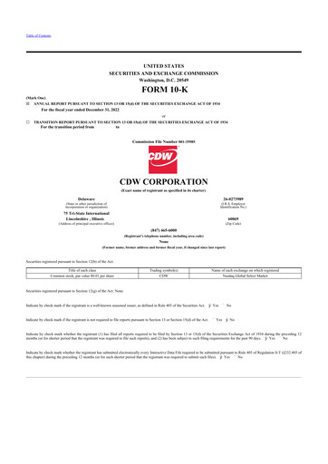 Thumbnail CDW Corporation 10-K Annual Report 2022
