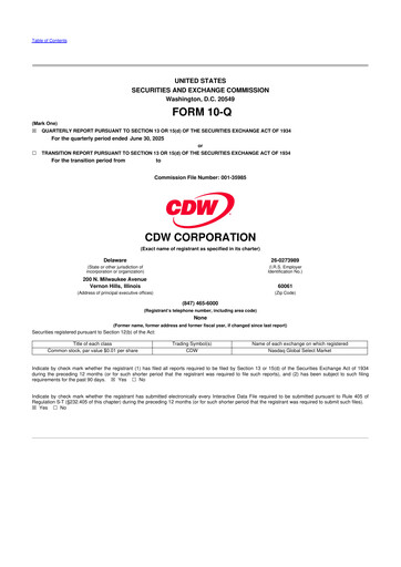 Vorschaubild CDW Corporation 10-Q Quartalsbericht 2025 