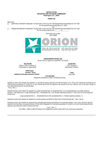 Thumbnail Orion Group Holdings

 10-Q Quarterly Report FY 