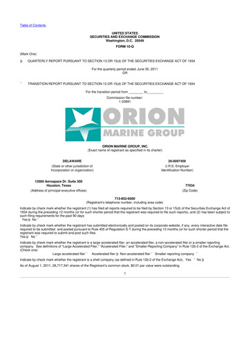 Thumbnail Orion Group Holdings

 10-Q Quarterly Report FY2011 