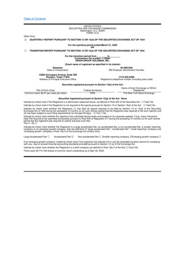 Thumbnail Orion Group Holdings

 10-Q Quarterly Report FY2020 