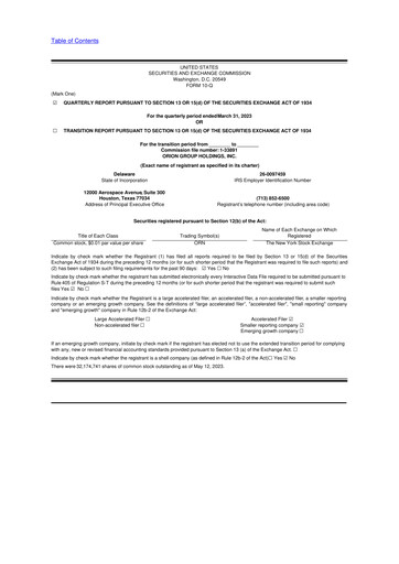 Thumbnail Orion Group Holdings

 10-Q Quarterly Report FY2023 