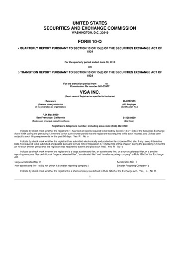 Vorschaubild Visa 10-Q Quartalsbericht 2013 