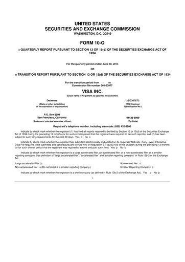 Vorschaubild Visa 10-Q Quartalsbericht 2014 