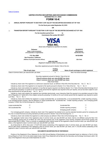 Thumbnail Visa 10-K Annual Report 2019