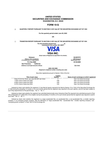 Vorschaubild Visa 10-Q Quartalsbericht 2022 