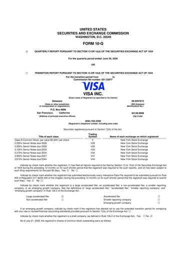 Thumbnail Visa 10-Q Quarterly Report FY2026 