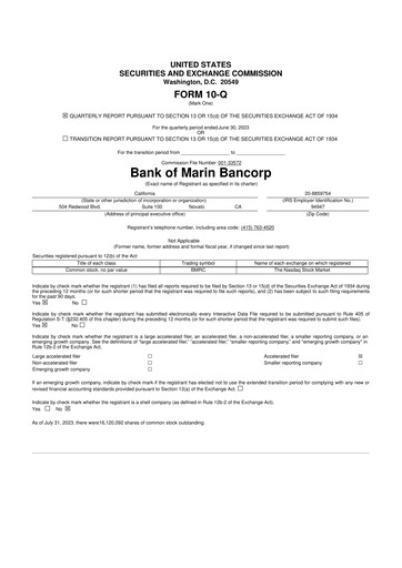 Vorschaubild Bank of Marin Bancorp
 10-Q Quartalsbericht 2023 