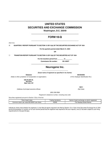 Vorschaubild Neurogene 10-Q Quartalsbericht 2024 