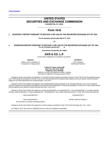 Vorschaubild KKR & Co. 10-Q Quartalsbericht 2015 