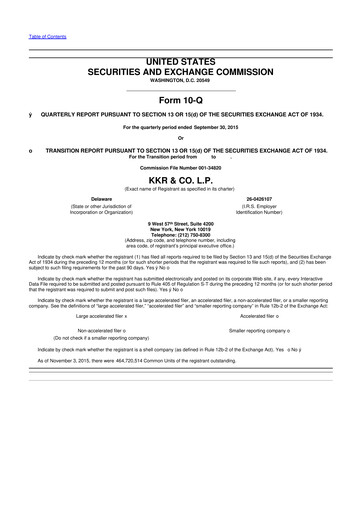 Vorschaubild KKR & Co. 10-Q Quartalsbericht 2015 
