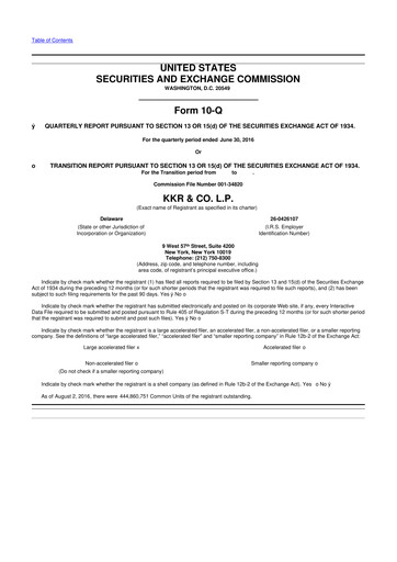 Vorschaubild KKR & Co. 10-Q Quartalsbericht 2016 