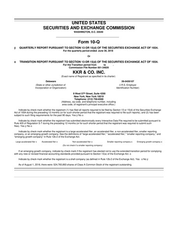 Vorschaubild KKR & Co. 10-Q Quartalsbericht 2018 