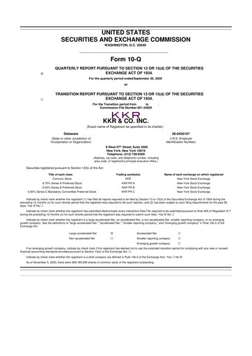 Vorschaubild KKR & Co. 10-Q Quartalsbericht 2020 