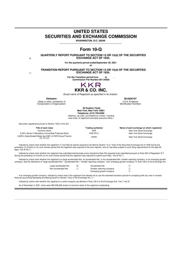 Vorschaubild KKR & Co. 10-Q Quartalsbericht 2021 