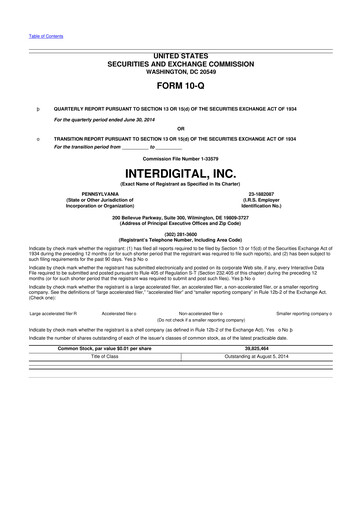 Miniature InterDigital
 10-Q Rapport trimestriel 2014 