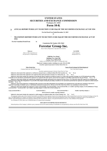 Thumbnail Forestar Group
 10-K Annual Report 2015