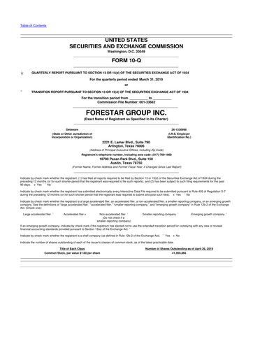 Thumbnail Forestar Group
 10-Q Quarterly Report FY2019 