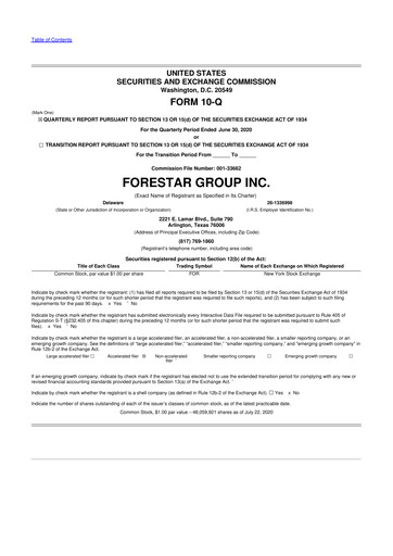 Thumbnail Forestar Group
 10-Q Quarterly Report FY2020 