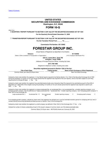 Thumbnail Forestar Group
 10-Q Quarterly Report FY2021 