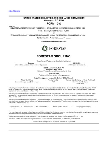 Thumbnail Forestar Group
 10-Q Quarterly Report FY2025 